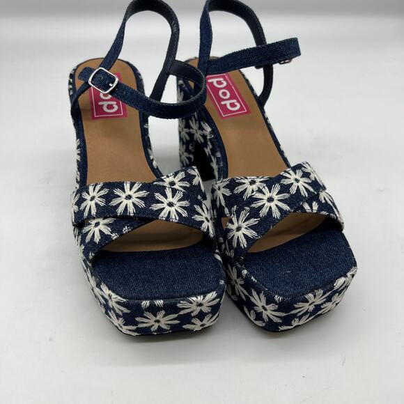 Pop Womens Grandiose Heeled Sandals Blue White Size 8.5M - Picture 4 of 10